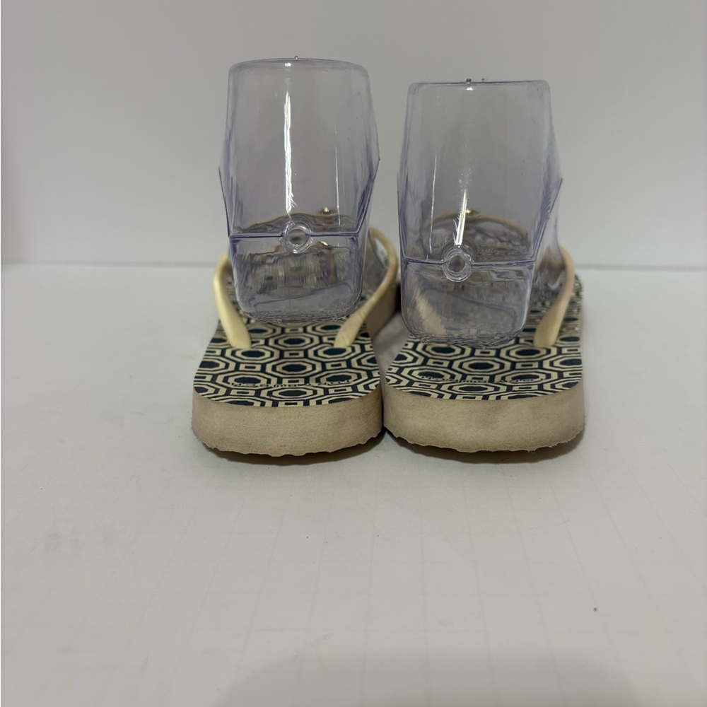 Tory Burch Hexagon Pattern Flip Flops - Black and Cream - Picture 7 of 8